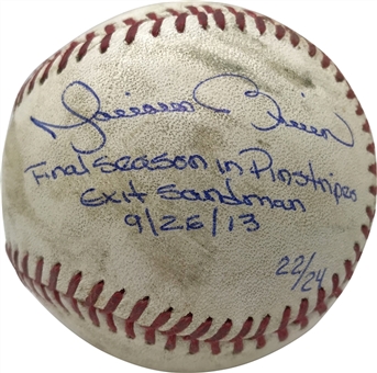 2013 Mariano Rivera Game Used and Signed OML Selig Baseball From Final Game On 9/26/2013 (MLB Authenticated & Steiner)